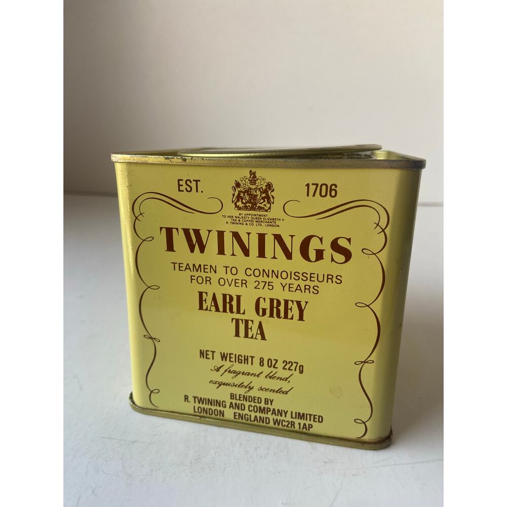 Twinings Earl Gray Tea Tin Vintage London, England Empty 8oz. Canister Decor